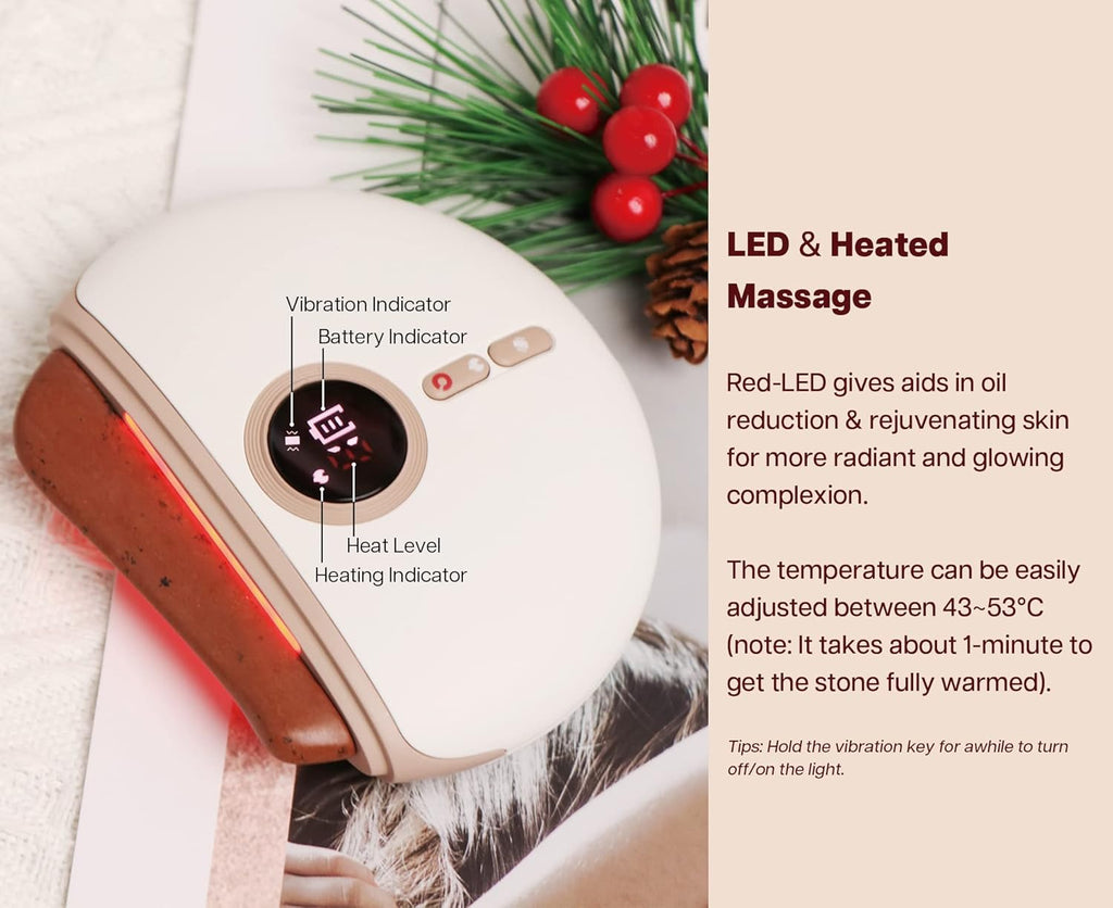 LUX1 Gua Sha Facial Tools, Face Sculpting Tool, Electric Face Massager with 3-Level Heat & Vibration & 1000Mah Battery, Anti-Aging, Neck & Face Lift