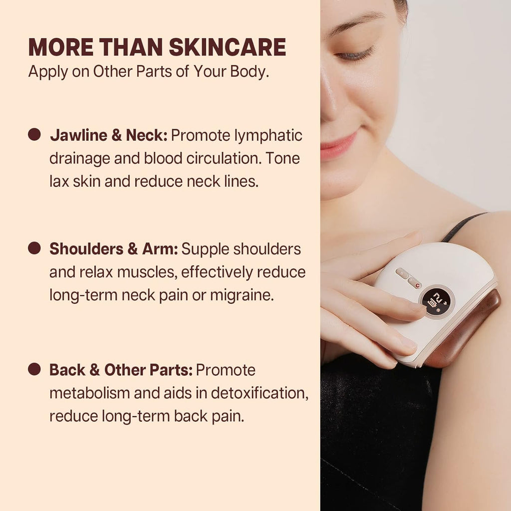 LUX1 Gua Sha Facial Tools, Face Sculpting Tool, Electric Face Massager with 3-Level Heat & Vibration & 1000Mah Battery, Anti-Aging, Neck & Face Lift
