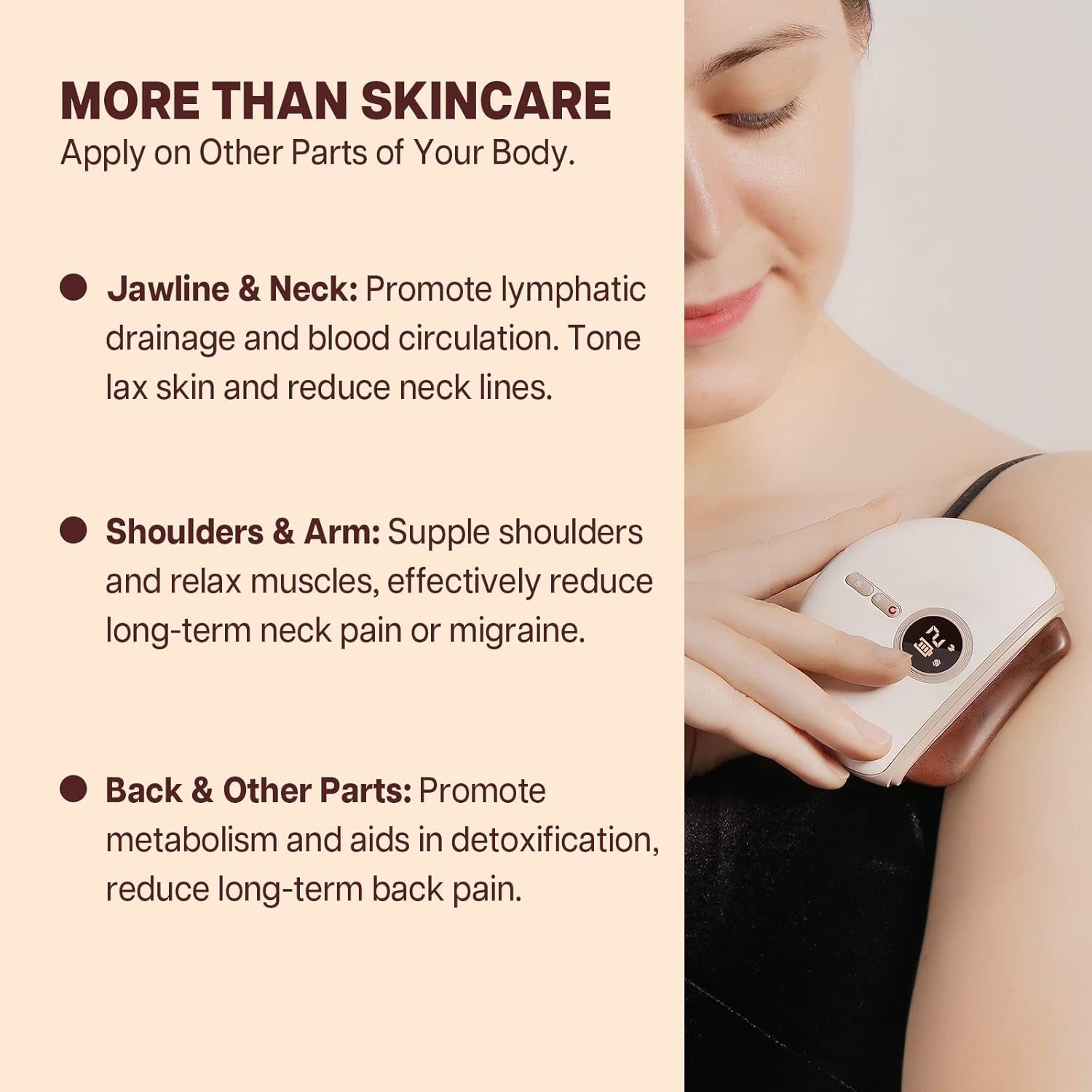 LUX1 Gua Sha Facial Tools, Face Sculpting Tool, Electric Face Massager with 3-Level Heat & Vibration & 1000Mah Battery, Anti-Aging, Neck & Face Lift