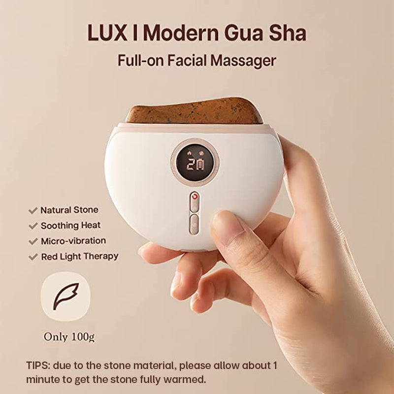 LUX1 Gua Sha Facial Tools, Face Sculpting Tool, Electric Face Massager with 3-Level Heat & Vibration & 1000Mah Battery, Anti-Aging, Neck & Face Lift
