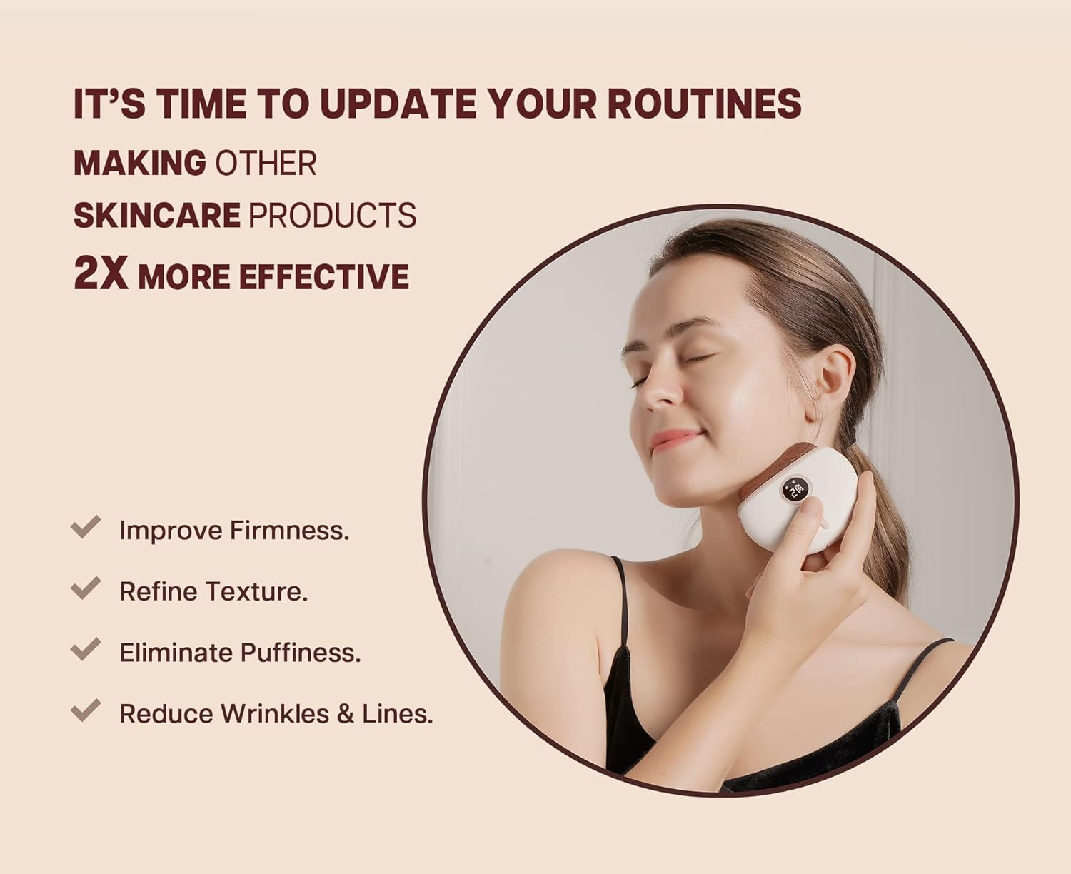 LUX1 Gua Sha Facial Tools, Face Sculpting Tool, Electric Face Massager with 3-Level Heat & Vibration & 1000Mah Battery, Anti-Aging, Neck & Face Lift